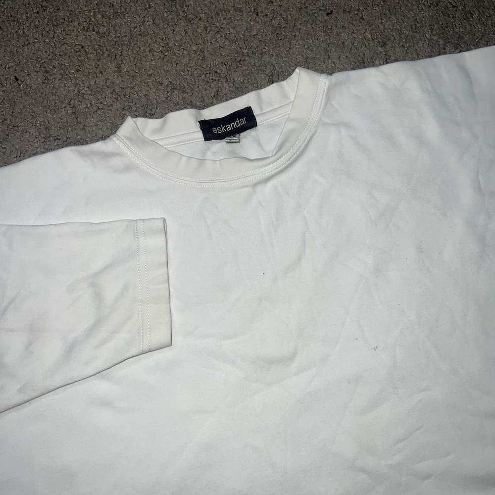 Eskandar Shirt One Size White Pima Cotton Boxy Long Sleeve Oversized Top